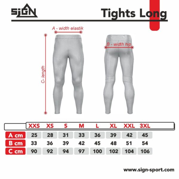 long tights size chart