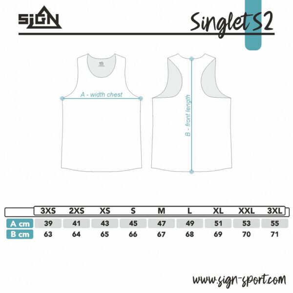 fly singlet s2 size chart